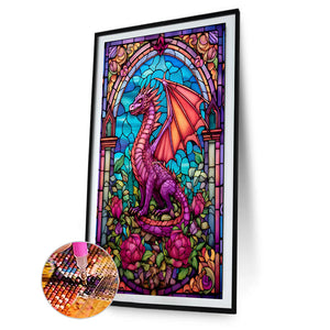 Windowsill Glass Flying Dragon 40*60CM (canvas) Full Round Drill Diamond Painting