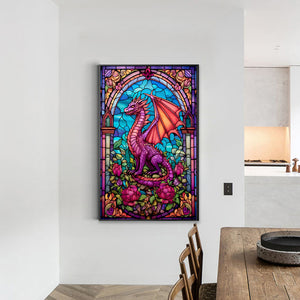 Windowsill Glass Flying Dragon 40*60CM (canvas) Full Round Drill Diamond Painting