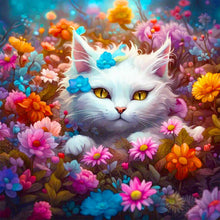 Load image into Gallery viewer, Cat In The Flowers 40*40CM (canvas) Full Round Drill Diamond Painting
