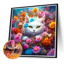 Load image into Gallery viewer, Cat In The Flowers 40*40CM (canvas) Full Round Drill Diamond Painting
