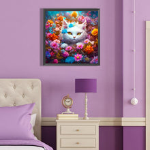 Load image into Gallery viewer, Cat In The Flowers 40*40CM (canvas) Full Round Drill Diamond Painting
