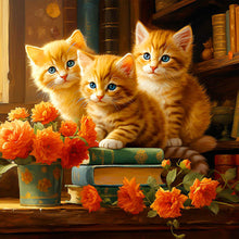 Load image into Gallery viewer, Three Cats 40*40CM (canvas) Full Round Drill Diamond Painting
