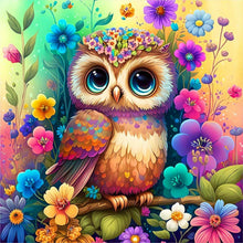 Load image into Gallery viewer, Owl On Colorful Background 40*40CM (canvas) Full Round Drill Diamond Painting
