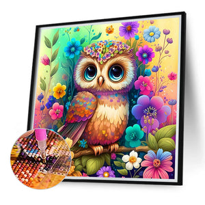 Owl On Colorful Background 40*40CM (canvas) Full Round Drill Diamond Painting