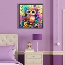 Load image into Gallery viewer, Owl On Colorful Background 40*40CM (canvas) Full Round Drill Diamond Painting
