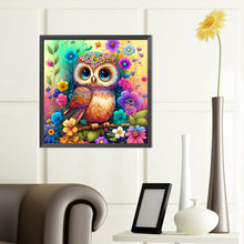 Load image into Gallery viewer, Owl On Colorful Background 40*40CM (canvas) Full Round Drill Diamond Painting
