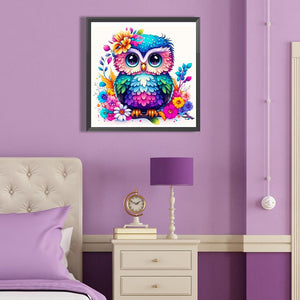 Blue Owl 40*40CM (canvas) Full Round Drill Diamond Painting