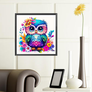 Blue Owl 40*40CM (canvas) Full Round Drill Diamond Painting