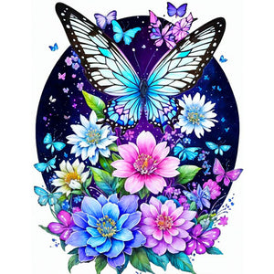 Butterfly On Flower 40*50CM (canvas) Full Round Drill Diamond Painting