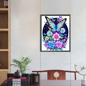 Butterfly On Flower 40*50CM (canvas) Full Round Drill Diamond Painting
