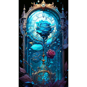 Blue Melancholy Rose Flower 40*70CM (canvas) Full Round Drill Diamond Painting