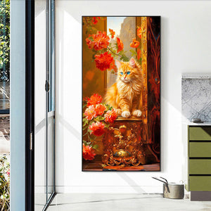 Orange Cat 40*70CM (canvas) Full Round Drill Diamond Painting