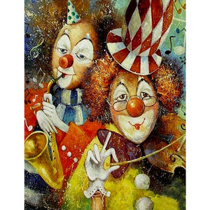 Two Clowns 50*60CM (canvas) Full Round Drill Diamond Painting