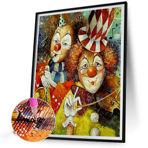 Two Clowns 50*60CM (canvas) Full Round Drill Diamond Painting