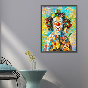 Clown Holding Flowers 50*60CM (canvas) Full Round Drill Diamond Painting