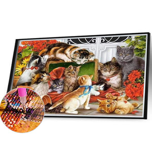 Cat Party 40*30CM (canvas) Full Square Drill Diamond Painting