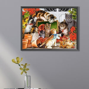 Cat Party 40*30CM (canvas) Full Square Drill Diamond Painting