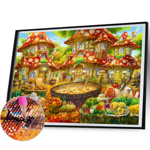 Fairy Tale Mushroom City 50*40CM (canvas) Full Round Drill Diamond Painting