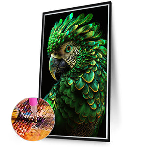 Green Parrot 45*70CM (canvas) Round AB Drill Diamond Painting