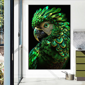 Green Parrot 45*70CM (canvas) Round AB Drill Diamond Painting