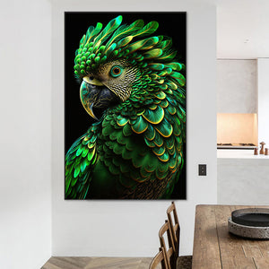 Green Parrot 45*70CM (canvas) Round AB Drill Diamond Painting