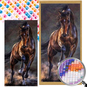 Dark Horse Running 40*80CM (canvas) Full Round AB Drill Diamond Painting