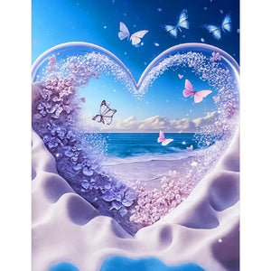 Beach Hearts 30*40CM (canvas) Full Square Drill Diamond Painting