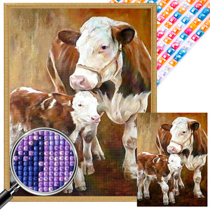 Two Cows 30*40CM (canvas) Full Square AB Drill Diamond Painting