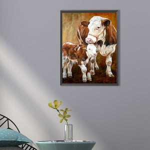 Two Cows 30*40CM (canvas) Full Square AB Drill Diamond Painting