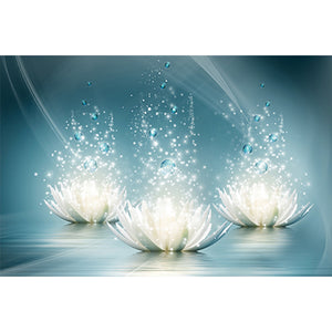 Water Drop White Lotus 40*30CM (canvas) Full Square AB Drill Diamond Painting