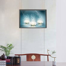 Load image into Gallery viewer, Water Drop White Lotus 40*30CM (canvas) Full Square AB Drill Diamond Painting
