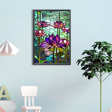 Load image into Gallery viewer, Lotus Glass Painting 40*60CM (canvas) Full Round Drill Diamond Painting
