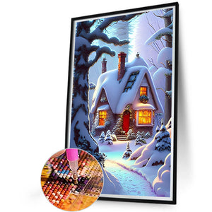 Snow House 40*60CM (canvas) Full Round Drill Diamond Painting