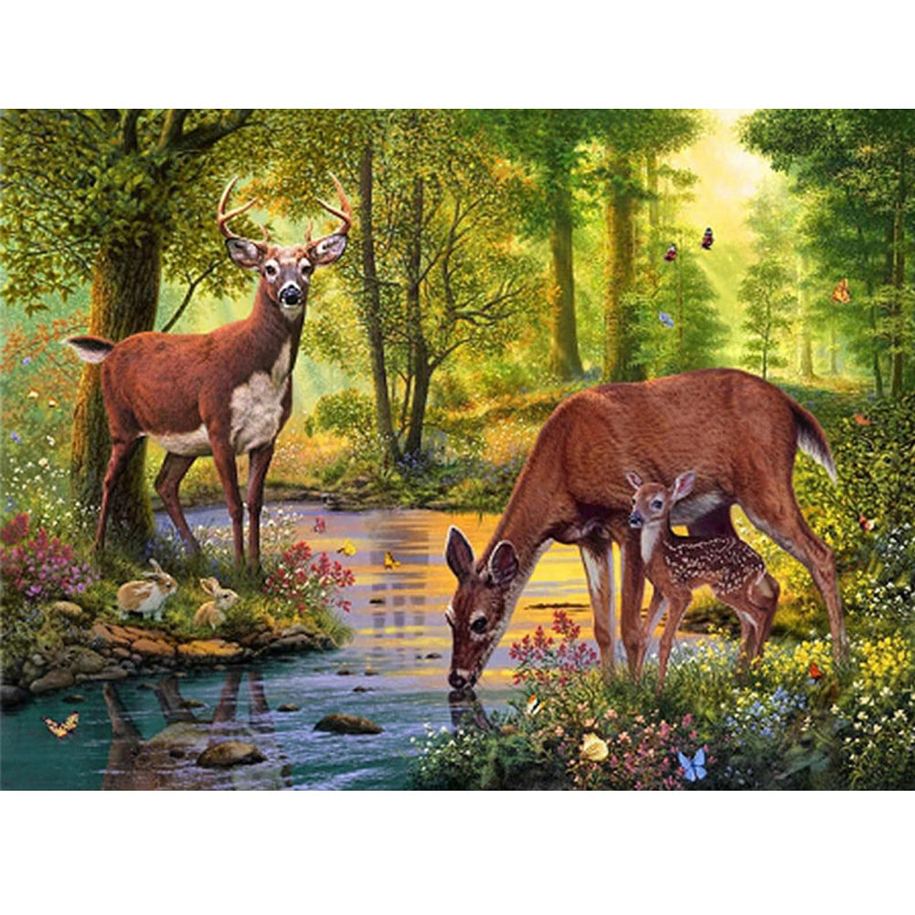 Forest Deer 40*30CM (canvas) Full Square Drill Diamond Painting