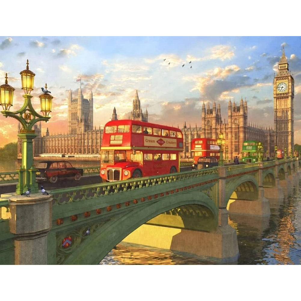 Bridge Bus 40*30CM (canvas) Full Square Drill Diamond Painting