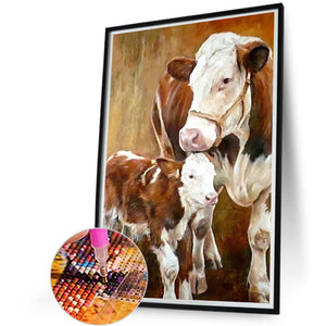 Two Cows 45*60CM (canvas) Full Round AB Drill Diamond Painting