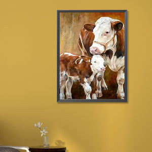 Two Cows 45*60CM (canvas) Full Round AB Drill Diamond Painting
