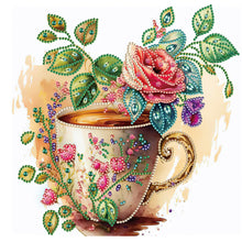 Load image into Gallery viewer, Rose Coffee 30*30CM (canvas) Partial Special-Shaped Drill Diamond Painting
