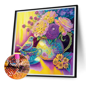 Purple And Yellow Atmosphere Bird 30*30CM (canvas) Partial Special-Shaped Drill Diamond Painting
