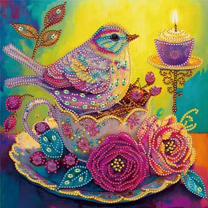 Yellow Atmosphere Bird 30*30CM (canvas) Partial Special-Shaped Drill Diamond Painting