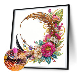 Feather And Crescent Parts 30*30CM (canvas) Partial Special-Shaped Drill Diamond Painting