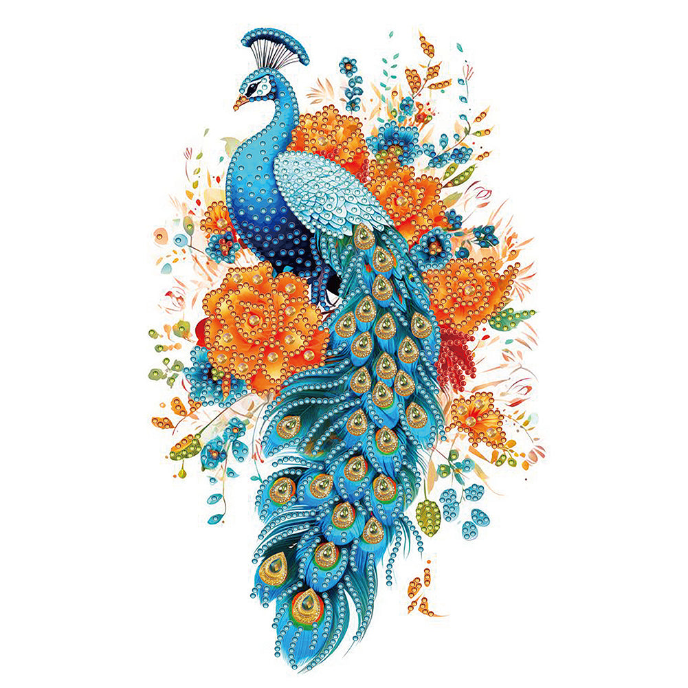 Flower-Like Peacock 30*40CM (canvas) Partial Special-Shaped Drill Diamond Painting