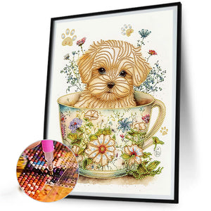 Cup Dog 30*40CM (canvas) Partial Special-Shaped Drill Diamond Painting