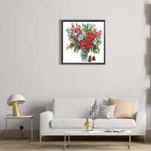 Load image into Gallery viewer, Christmas Red Flower Vase 30*30CM (canvas) Partial Special-Shaped Drill Diamond Painting
