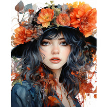 Load image into Gallery viewer, Girl Wearing Flower Hat 40*50CM (canvas) Full Round Drill Diamond Painting
