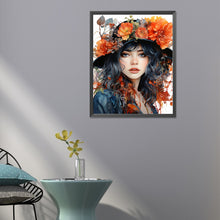Load image into Gallery viewer, Girl Wearing Flower Hat 40*50CM (canvas) Full Round Drill Diamond Painting

