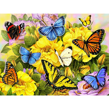 Load image into Gallery viewer, Butterfly On Flower Bush 40*30CM (canvas) Full Round Drill Diamond Painting

