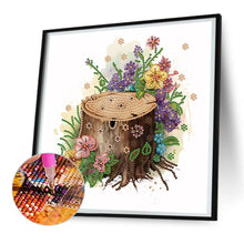 Load image into Gallery viewer, The Tenacious Blooming Flowers In The Wooden Pile 30*30CM (canvas) Partial Special-Shaped Drill Diamond Painting
