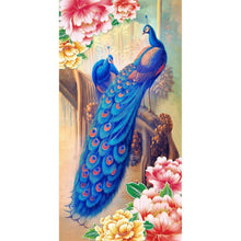 Load image into Gallery viewer, Blue Peacock 30x55cm(canvas) partial round drill diamond painting

