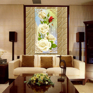 Rose Flower 30x56cm(canvas) partial round drill diamond painting